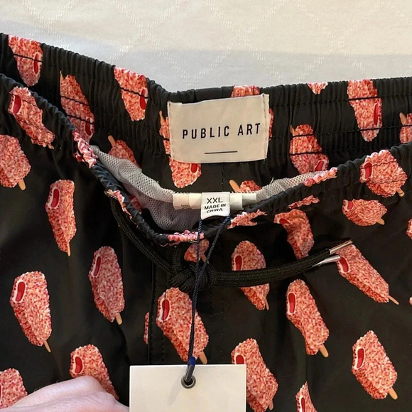 Public Art Men’s Ice Cream Print Swim Trunks mesh Lined XXL 2XL NWT - Picture 6 of 9